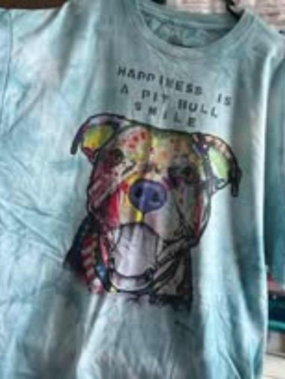 PitBull 3XL Tiedyed light blue - Happiness is a Pitbull Smile - 100% Cotton -NEW
